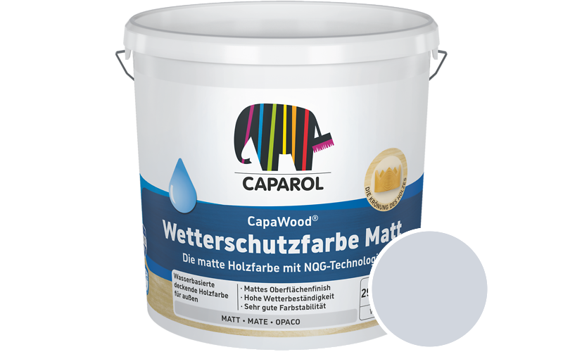 Caparol CapaWood Wetterschutzfarbe Matt 2,5L Holzfarbe f�r au�en / Get�nt im Farbton Astra 45