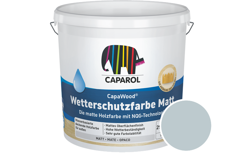 Caparol CapaWood Wetterschutzfarbe Matt 2,5L Holzfarbe f�r au�en / Get�nt im Farbton Atlantis 15