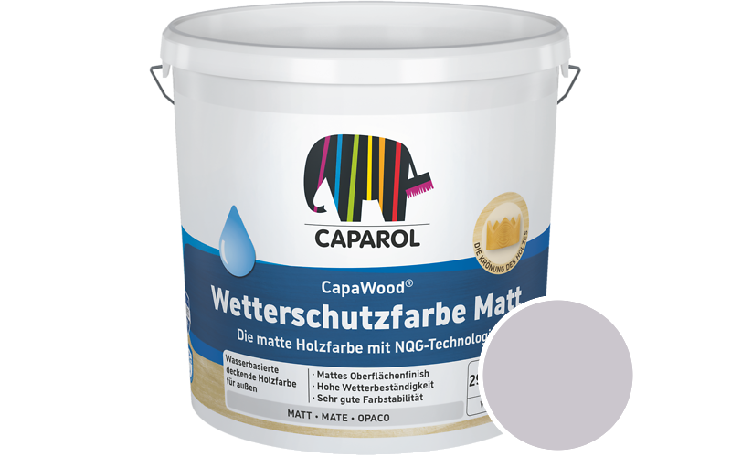 Caparol CapaWood Wetterschutzfarbe Matt 2,5L Holzfarbe f�r au�en / Get�nt im Farbton Atmo 15