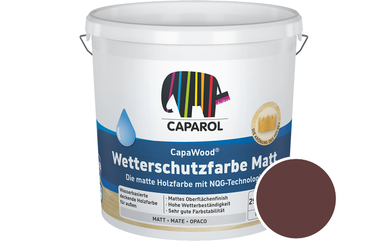 Caparol CapaWood Wetterschutzfarbe Matt 700ml Holzfarbe f�r au�en / Get�nt im Farbton Barolo 35