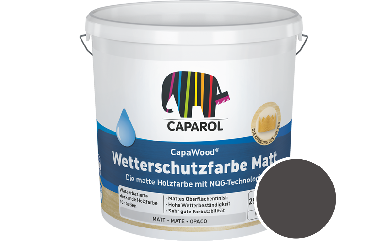 Caparol CapaWood Wetterschutzfarbe Matt 700ml Holzfarbe f�r au�en / Get�nt im Farbton Basalt 0
