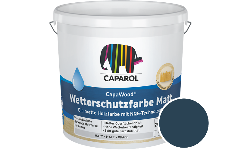 Caparol CapaWood Wetterschutzfarbe Matt 700ml Holzfarbe f�r au�en / Get�nt im Farbton Blu 15