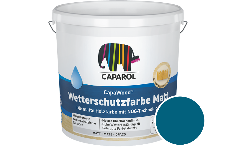 Caparol CapaWood Wetterschutzfarbe Matt 700ml Holzfarbe f�r au�en / Get�nt im Farbton Blu 20