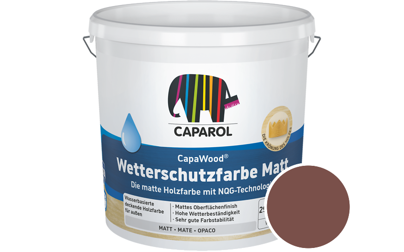 Caparol CapaWood Wetterschutzfarbe Matt 700ml Holzfarbe f�r au�en / Get�nt im Farbton Bordeaux 35