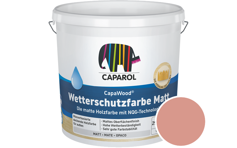 Caparol CapaWood Wetterschutzfarbe Matt 700ml Holzfarbe f�r au�en / Get�nt im Farbton Cameo 105
