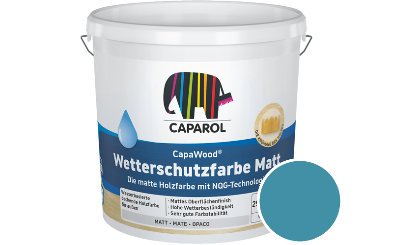 Caparol CapaWood Wetterschutzfarbe Matt 700ml Holzfarbe f�r au�en / Get�nt im Farbton Coelin 100