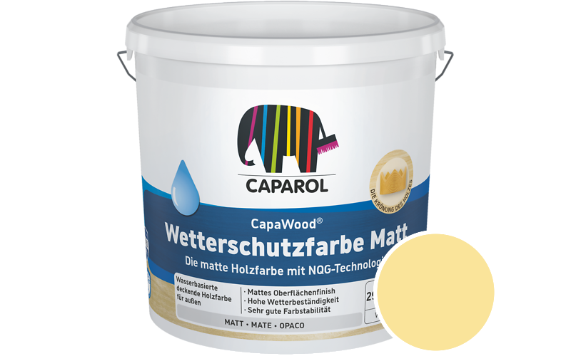 Caparol CapaWood Wetterschutzfarbe Matt 2,5L Holzfarbe f�r au�en / Get�nt im Farbton Curry 150