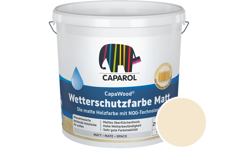 Caparol CapaWood Wetterschutzfarbe Matt 2,5L Holzfarbe f�r au�en / Get�nt im Farbton Ginster 90