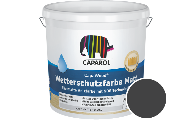 Caparol CapaWood Wetterschutzfarbe Matt 700ml Holzfarbe f�r au�en / Get�nt im Farbton Granit 5