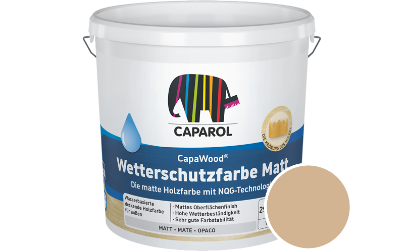 Caparol CapaWood Wetterschutzfarbe Matt 10L Holzfarbe f�r au�en / Get�nt im Farbton Havanna 14