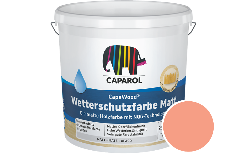 Caparol CapaWood Wetterschutzfarbe Matt 700ml Holzfarbe f�r au�en / Get�nt im Farbton Lachs 120
