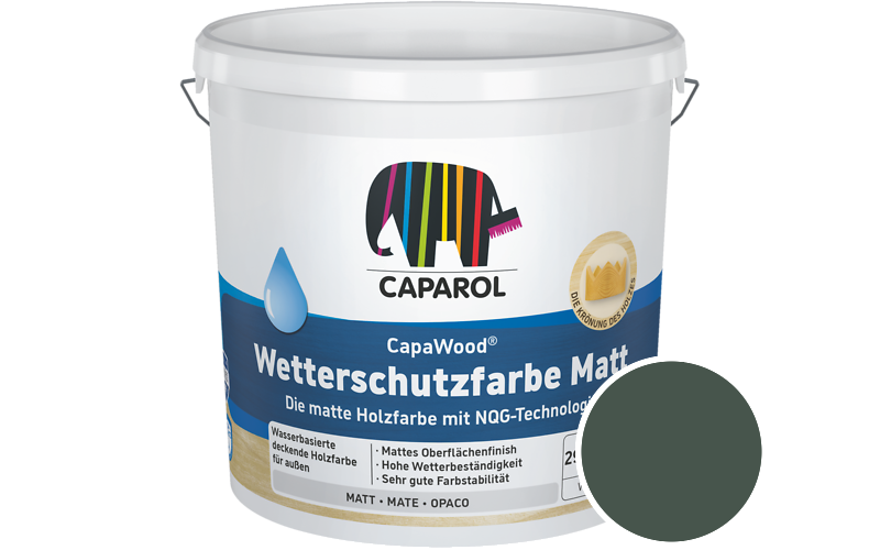 Caparol CapaWood Wetterschutzfarbe Matt 700ml Holzfarbe f�r au�en / Get�nt im Farbton Malachit 5