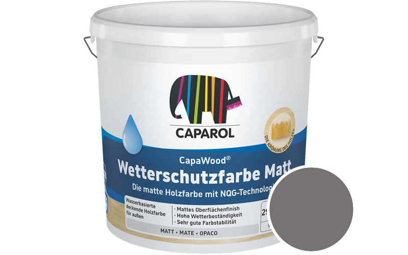 Caparol CapaWood Wetterschutzfarbe Matt 700ml Holzfarbe f�r au�en / Get�nt im Farbton Meteor 12