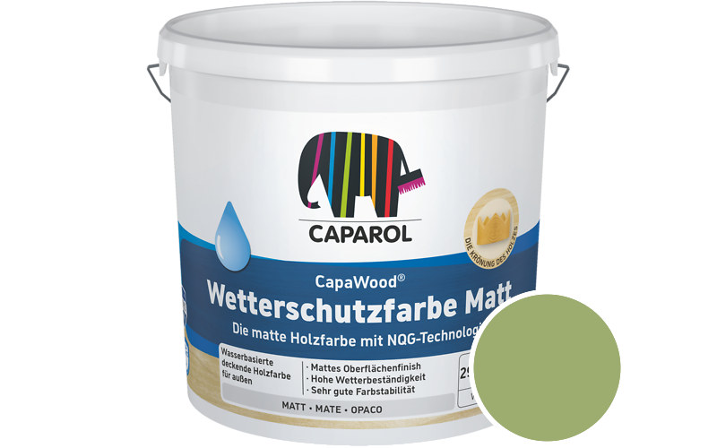 Caparol CapaWood Wetterschutzfarbe Matt 10L Holzfarbe f�r au�en / Get�nt im Farbton Moos 100