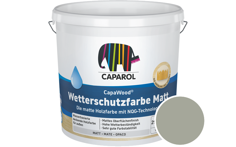 Caparol CapaWood Wetterschutzfarbe Matt 2,5L Holzfarbe f�r au�en / Get�nt im Farbton Moos 40