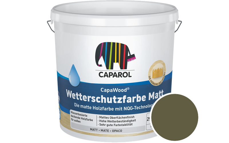Caparol CapaWood Wetterschutzfarbe Matt 700ml Holzfarbe f�r au�en / Get�nt im Farbton Oliv 15