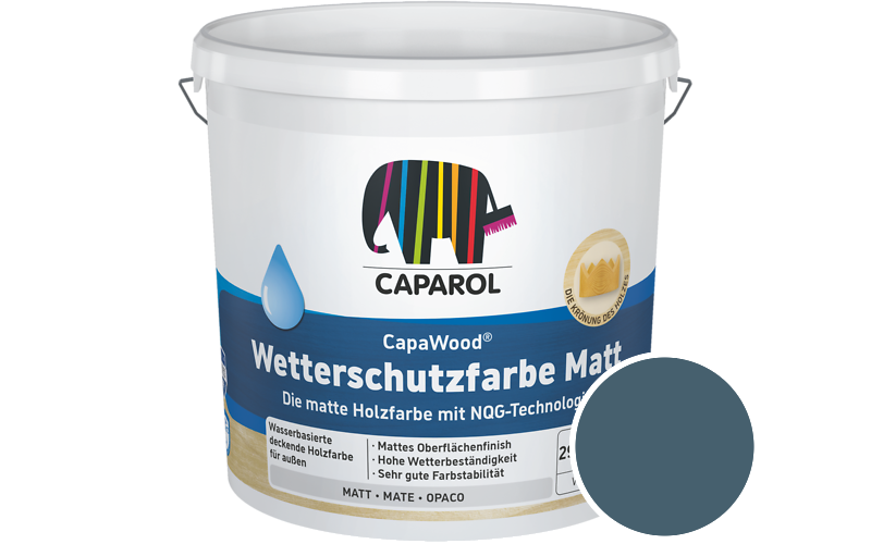 Caparol CapaWood Wetterschutzfarbe Matt 700ml Holzfarbe f�r au�en / Get�nt im Farbton Pacific 100