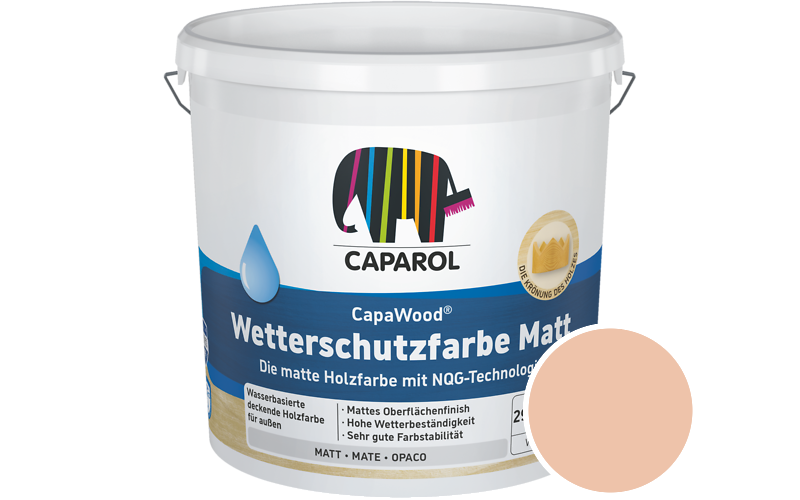Caparol CapaWood Wetterschutzfarbe Matt 700ml Holzfarbe f�r au�en / Get�nt im Farbton Papaya 115