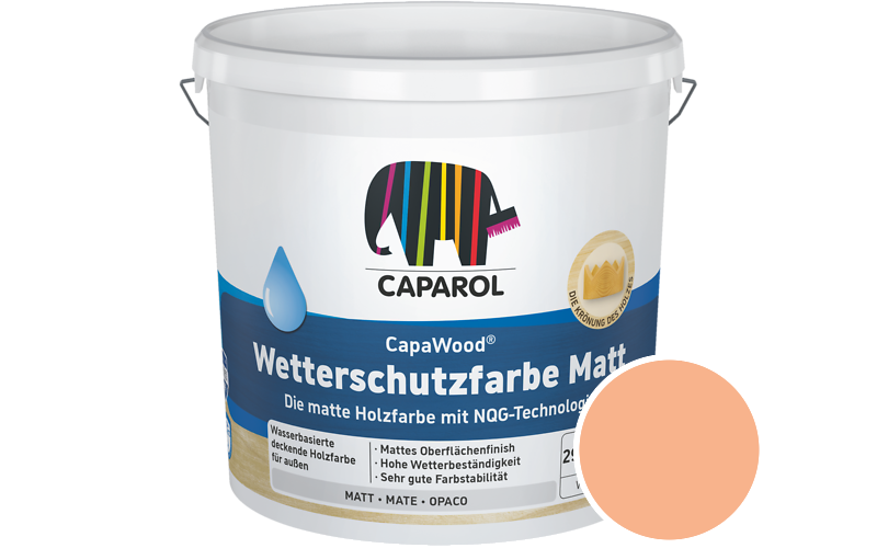 Caparol CapaWood Wetterschutzfarbe Matt 700ml Holzfarbe f�r au�en / Get�nt im Farbton Papaya 140