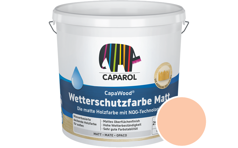 Caparol CapaWood Wetterschutzfarbe Matt 700ml Holzfarbe f�r au�en / Get�nt im Farbton Papaya 145