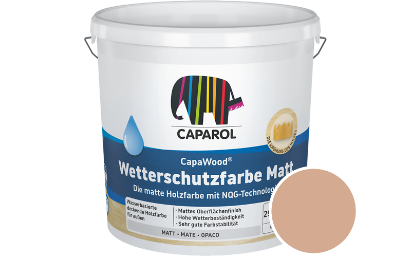 Caparol CapaWood Wetterschutzfarbe Matt 700ml Holzfarbe f�r au�en / Get�nt im Farbton Papaya 80