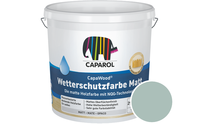 Caparol CapaWood Wetterschutzfarbe Matt 2,5L Holzfarbe f�r au�en / Get�nt im Farbton Patina 55