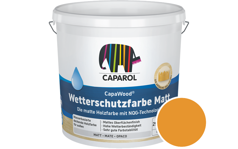 Caparol CapaWood Wetterschutzfarbe Matt 700ml Holzfarbe f�r au�en / Get�nt im Farbton RAL 1037 Sonnengelb