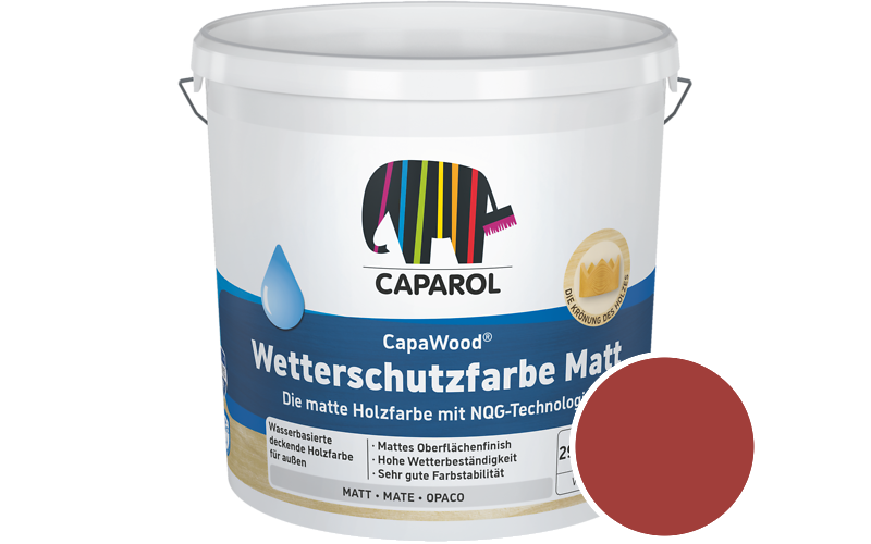 Caparol CapaWood Wetterschutzfarbe Matt 700ml Holzfarbe f�r au�en / Get�nt im Farbton RAL 3000 Feuerrot