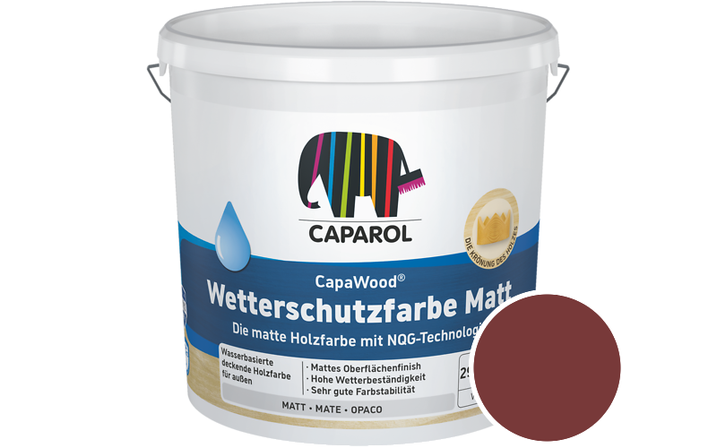 Caparol CapaWood Wetterschutzfarbe Matt 700ml Holzfarbe f�r au�en / Get�nt im Farbton RAL 3011 Braunrot