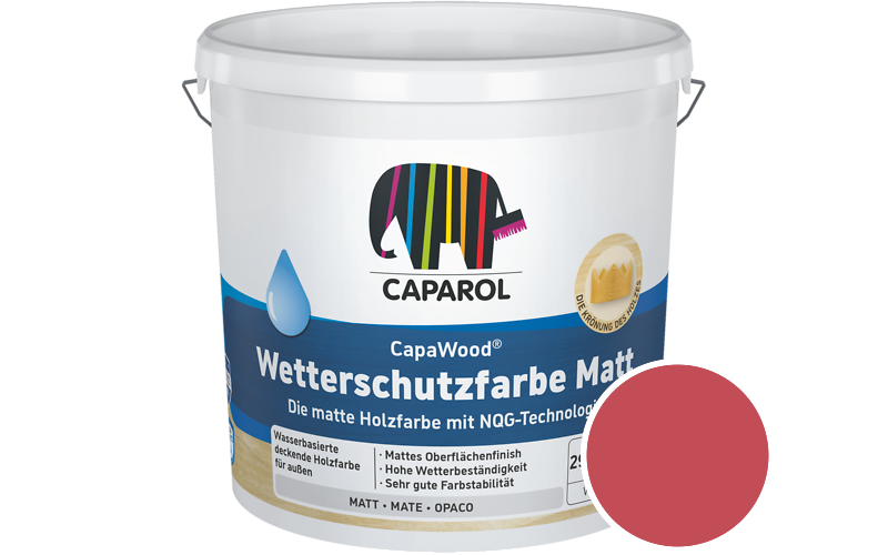 Caparol CapaWood Wetterschutzfarbe Matt 700ml Holzfarbe f�r au�en / Get�nt im Farbton RAL 3018 Erdbeerrot