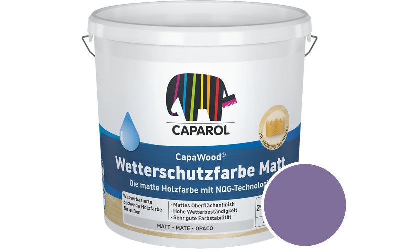 Caparol CapaWood Wetterschutzfarbe Matt 10L Holzfarbe f�r au�en / Get�nt im Farbton RAL 4005 Blaulila