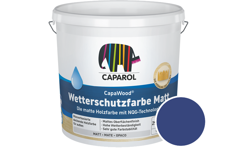 Caparol CapaWood Wetterschutzfarbe Matt 700ml Holzfarbe f�r au�en / Get�nt im Farbton RAL 5002 Ultramarinblau