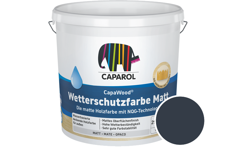 Caparol CapaWood Wetterschutzfarbe Matt 700ml Holzfarbe f�r au�en / Get�nt im Farbton RAL 5011 Stahlblau
