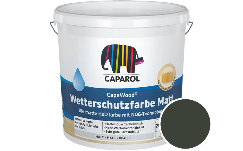 Caparol CapaWood Wetterschutzfarbe Matt 2,5L Holzfarbe f�r au�en / Get�nt im Farbton RAL 6007 Flaschengr�n