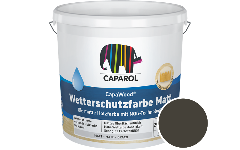 Caparol CapaWood Wetterschutzfarbe Matt 700ml Holzfarbe f�r au�en / Get�nt im Farbton RAL 6022 Braunoliv