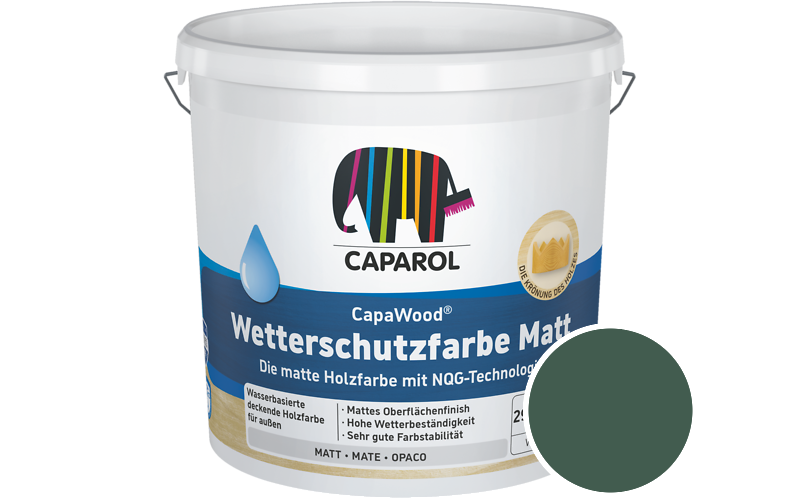 Caparol CapaWood Wetterschutzfarbe Matt 700ml Holzfarbe f�r au�en / Get�nt im Farbton RAL 6028 Kieferngr�n