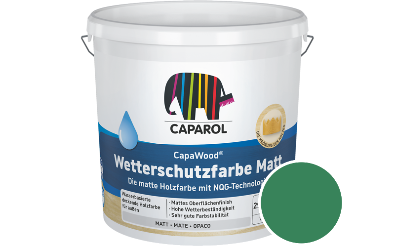 Caparol CapaWood Wetterschutzfarbe Matt 700ml Holzfarbe f�r au�en / Get�nt im Farbton RAL 6032 Signalgr�n