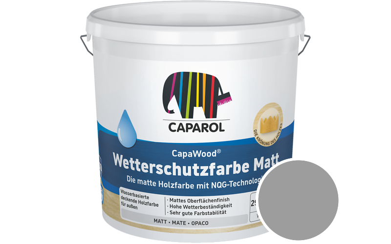 Caparol CapaWood Wetterschutzfarbe Matt 700ml Holzfarbe f�r au�en / Get�nt im Farbton RAL 7004 Signalgrau