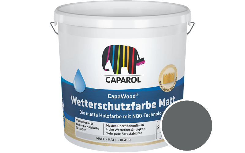 Caparol CapaWood Wetterschutzfarbe Matt 700ml Holzfarbe f�r au�en / Get�nt im Farbton RAL 7012 Basaltgrau