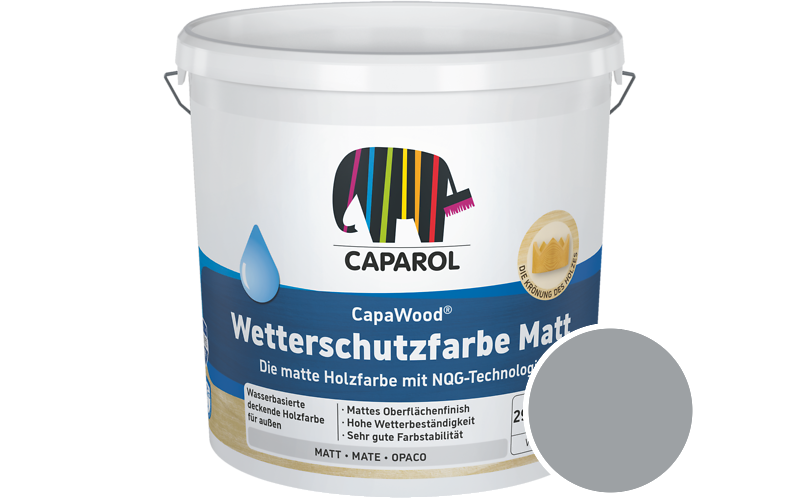 Caparol CapaWood Wetterschutzfarbe Matt 700ml Holzfarbe f�r au�en / Get�nt im Farbton RAL 7040 Fenstergrau