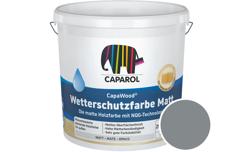 Caparol CapaWood Wetterschutzfarbe Matt 700ml Holzfarbe f�r au�en / Get�nt im Farbton RAL 7046 Telegrau 2