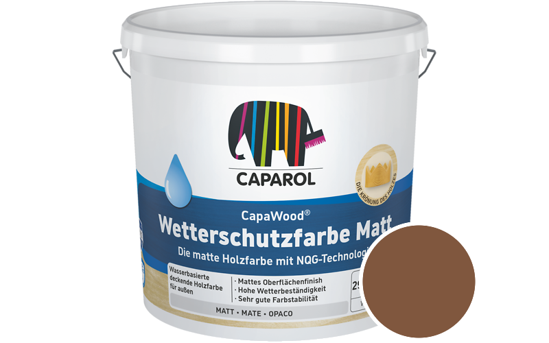 Caparol CapaWood Wetterschutzfarbe Matt 700ml Holzfarbe f�r au�en / Get�nt im Farbton RAL 8003 Lehmbraun