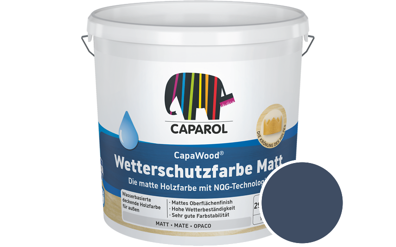 Caparol CapaWood Wetterschutzfarbe Matt 700ml Holzfarbe f�r au�en / Get�nt im Farbton Saphir 35