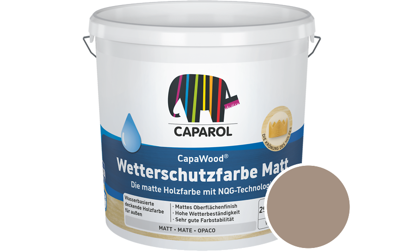 Caparol CapaWood Wetterschutzfarbe Matt 2,5L Holzfarbe f�r au�en / Get�nt im Farbton Siena 40
