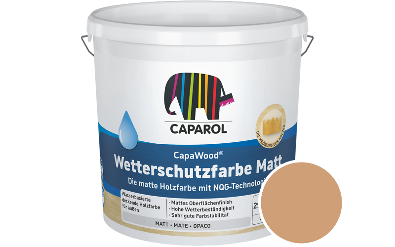Caparol CapaWood Wetterschutzfarbe Matt 10L Holzfarbe f�r au�en / Get�nt im Farbton Terra 13