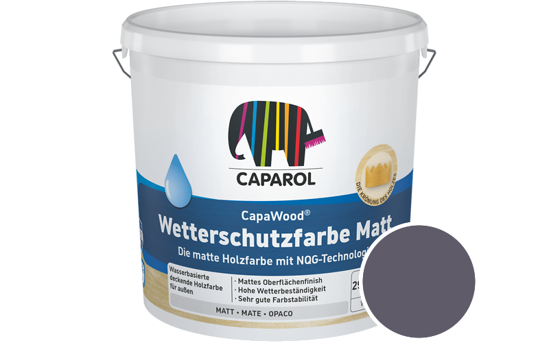 Caparol CapaWood Wetterschutzfarbe Matt 700ml Holzfarbe f�r au�en / Get�nt im Farbton Velvet 10