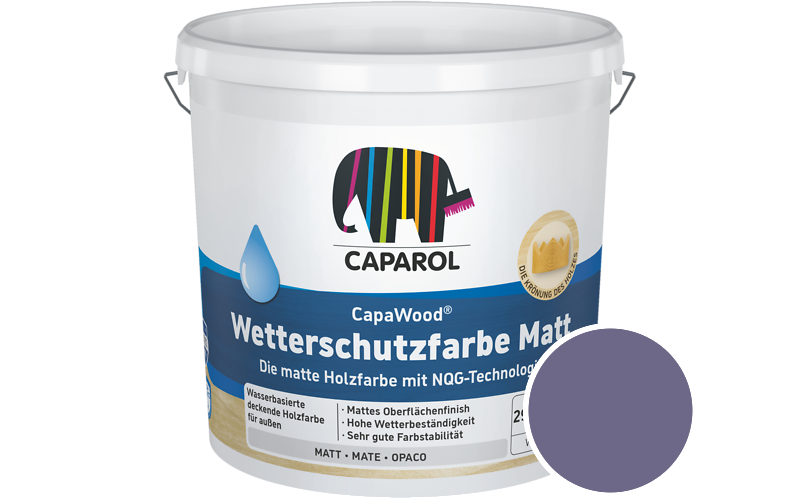 Caparol CapaWood Wetterschutzfarbe Matt 700ml Holzfarbe f�r au�en / Get�nt im Farbton Velvet 70