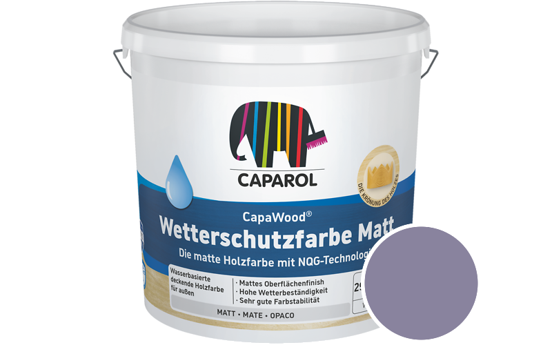 Caparol CapaWood Wetterschutzfarbe Matt 700ml Holzfarbe f�r au�en / Get�nt im Farbton Velvet 75