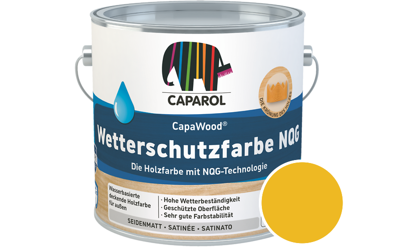 Caparol CapaWood Wetterschutzfarbe NQG 700ml Holzfarbe f�r au�en / Get�nt im Farbton Canari 0