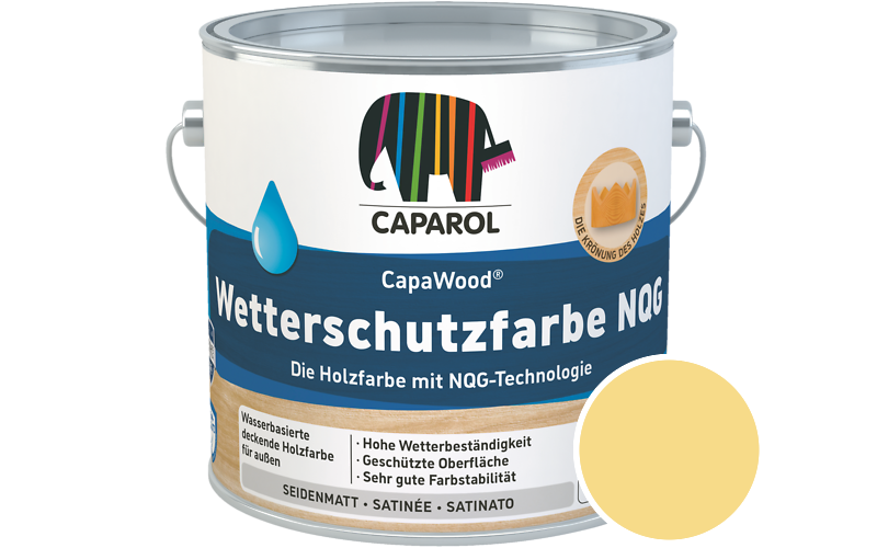 Caparol CapaWood Wetterschutzfarbe NQG 2,5L Holzfarbe f�r au�en / Get�nt im Farbton Curry 145